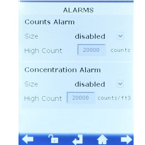 handheld particle counter screen